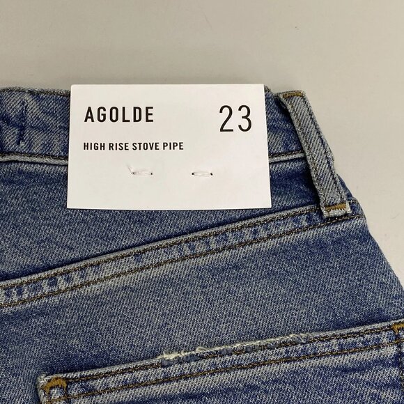 NEW AGOLDE Women's Jeans Melody Blue Size 23 High Rise Stovepipe Straight Cotton - Picture 6 of 11